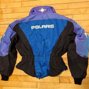 SOLD! SOLD! Vintage 80s Womens Cinch Waist Cropped Polaris Snowmobile Jacket Med